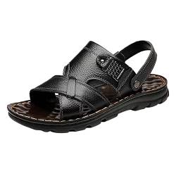 Celucke Sandale Herren Sandaletten Sommer Gladiatorsandalen aus Leder römische Sandalen Flip Toe Schuhe von Celucke