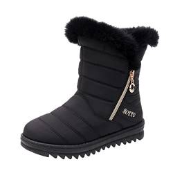 Celucke Stiefel Damen Winter Fleece Dicke Sohle Keilabsatz Schuhe Reißverschluss Mittelstiefel Warme Schneestiefel Winterstiefel Wasserdichte Klobige Wasserdichte Wanderstiefel Outdoorstiefel von Celucke