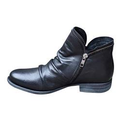 Celucke Stiefeletten Damen Ankle-Boots Flach Spitze Stiefel Kurzstiefel mit Reissverschluss, Frauen Wildleder Schuhe Bequem Damenschuhe Mode Elegant Halbstiefel (Schwarz, 38EU) von Celucke