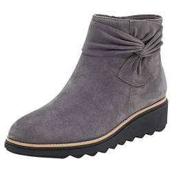 Celucke Stiefeletten Damen Ankle-Boots Flach Stiefel Kurzstiefel mit Reissverschluss, Vintage Kurzstiefel Frauen Mode Halbstiefel Elegant Schuhe Bequem Damenschuhe (Grau, 38) von Celucke