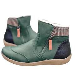 Celucke Stiefeletten Damen Ankle-Boots Kurze Stiefel Retro Winterstiefel Doppelreißverschluss Chelsea Boots Rutschfeste Schuhe Damenschuhe von Celucke