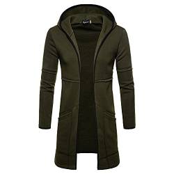 Celucke Strickjacke Herren Mittlere Länge Kapuzenjacke Lang Sweatjacke Langarm Hoodie Pullover Kapuzenpulli Jacken Sweatshirt Kapuzenjacke von Celucke