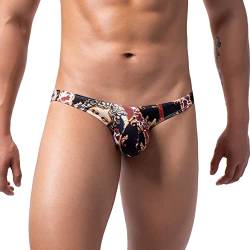 Celucke String Herren Sexy Briefs Elastische Stretch Trunks Thongs Bikini Badehose Retroshorts Reizwäsche Unterhose Hipster Höschen(Schwarz,XL) von Celucke