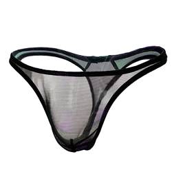 Celucke String Tanga Herren Sexy Unterwäsche Männer Transparent Brief Slip T-Back Thong Mini Bikini Unterhose Reizvolle Jockstrap Durchsichtige Bikini G-Strings von Celucke