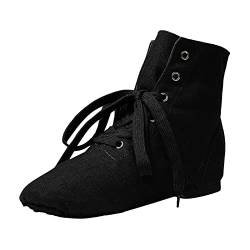 Celucke Tanzstiefel Canvas Jazzschuhe Ballettschuhe Tanzschuhe Damen Schnür Jazzschuh Segeltuch Tanz Flache Ballsaal Moderne Jazz Tanzstiefel für Mädchen Schnürschuhe Jazzschuh Tanzschuhe von Celucke