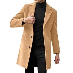 Celucke Trenchcoat Herren Lang Wollmantel Mantel Wintermantel Herren Lang Dufflecoat Wintermantel Slim Fit Warm Wollmantel Trenchcoat Langarm Wollmantel Herren Winter Revers Wollmantel von Celucke