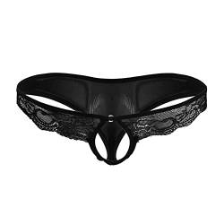 Celucke Unterwäsche Herren Spitzen Slips Strings Thong String Tanga Sexy Mini Bikini Panty Pants G-Strings Brief G-Tanga Unterhosen Atmungsaktiv Underwear T-Back Dessous Tangaslip von Celucke