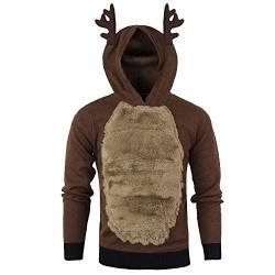 Celucke Weihnachten Hoodie Herren Rentier Stil mit Fleece Verdickte, Winter Warm Kapuzenpullover Langarm Pullover mit Kapuze von Celucke