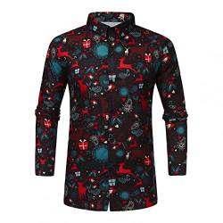 Celucke Weihnachtshemd Herren 3D Druck Hemd Weihnachten Freizeithemd Langarm Hemden Slim Fit Weihnachtsmotiv Lustige Funky Christmas Shirt mit Festlichem Design von Celucke