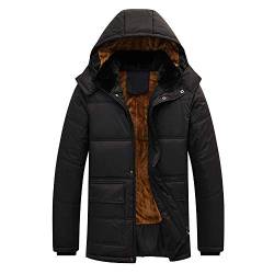 Celucke Winterjacke Herren Gefüttert Wattierte Jacke Warme Dicke Winter Parka mit Kapuze, Männer Daunenparka Mode Kapuzenjacke Steppjacke (Schwarz, XXXXXL) von Celucke