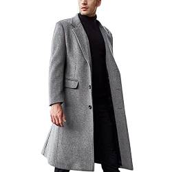 Celucke Wollmantel Herren Winter Lang Mantel Dufflecoats Schnalle Slim fit Business Trenchcoat Casual Windbreaker Warm Wintermantel Revers Jacke Winddicht Übergangsjacke von Celucke