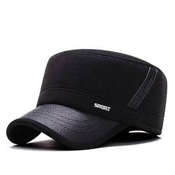 Herren Flache Mütze Schirmmütze Schiebermütze Herbst Winter Dicke Warme Mützen für Menschen Mittleren Alters Menschen Winter Papa Opa Ledermütze Alter Mann Ohrenschützer Flatcap von Celucke