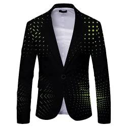 Herren Sakko Blazer Slim Fit Drucke Einreihiger Kappentasche Anzugjacke 1 Knöpfe Anzug Freizeit Mantel für Business Hochzeit Freizeit von Celucke