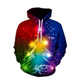 Weihnachten Hoodie Herren LED Blitz Weihnachtsbaum Muster Weihnachtspullover 3D Druck Sweatshirt mit Kapuze Winter Lustig Christmas Pullover Funky Kapuzenpullover Hip Hop X-Mas Pulli von Celucke