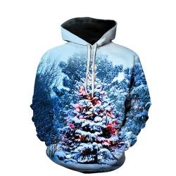 Weihnachten Hoodie Herren LED Blitz Weihnachtsbaum Muster Weihnachtspullover 3D Druck Sweatshirt mit Kapuze Winter Lustig Christmas Pullover Funky Kapuzenpullover Hip Hop X-Mas Pulli von Celucke