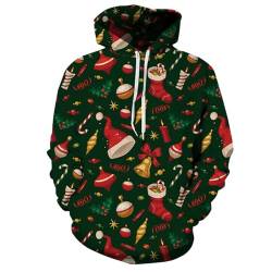 Weihnachten Hoodie Herren Weihnachtspullover LED Blitz Weihnachtsbaum Schneemann 3D Druck Sweatshirt mit Kapuze Winter Lustig Christmas Pullover Funky Kapuzenpullover Weihnachtspulli Xmas Pulli von Celucke