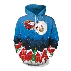 Weihnachten Hoodie für Herren Unisex LED Blitz Weihnachtsmann Brust Muster Kapuzenpullover Pullover mit Kapuze 3D Druck Hip Hop Oversized Sweatshirt mit Tasche Hoody Lustig Christmas Kapuzenpulli von Celucke