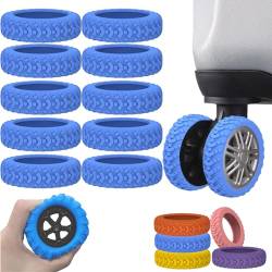 10 Pcs Luggage Compartment Wheel Protection Cover, Silicone Luggage Wheel Covers, Shock-Proof ＆ Reduce Noise, Luggage Wheel Protector for Travel Suitcase (Blue) von Cemssitu
