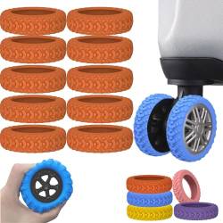 10 Pcs Luggage Compartment Wheel Protection Cover, Silicone Luggage Wheel Covers, Shock-Proof ＆ Reduce Noise, Luggage Wheel Protector for Travel Suitcase (Orange) von Cemssitu