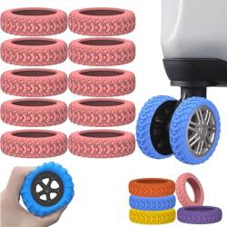 10 Pcs Luggage Compartment Wheel Protection Cover, Silicone Luggage Wheel Covers, Shock-Proof ＆ Reduce Noise, Luggage Wheel Protector for Travel Suitcase (Pink) von Cemssitu