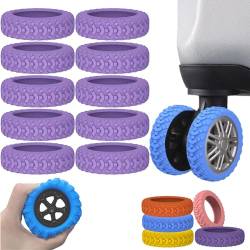 10 Pcs Luggage Compartment Wheel Protection Cover, Silicone Luggage Wheel Covers, Shock-Proof ＆ Reduce Noise, Luggage Wheel Protector for Travel Suitcase (Purple) von Cemssitu