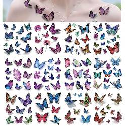 12 Sheets Trendy 3D Tattoo Stickers, Temporary Butterfly Body Tattoos Stickers, Stickers Waterproof Colorful Tattoo Stickers Trendy 3D Temporary (12 Sheets-A) von Cemssitu