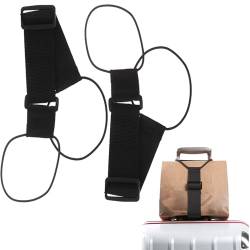 2 Pack Elastic Fastening Belt for Luggage, Nylon Backpack Luggage Straps for Suitcases, Universal Adjustable Length Travel Bag Strapping Belt, Luggage Strap for Carry On Bag (Black) von Cemssitu
