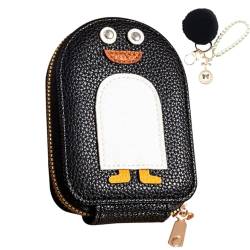 Cemssitu Cute Penguins Pu Credit Card Coin Wallet, Large-Capacity Credit Card Wallet, Leather Coin Purse for Women (Black) von Cemssitu
