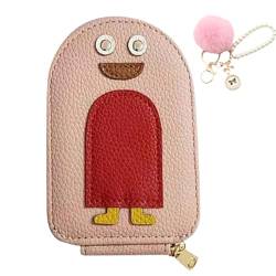 Cemssitu Cute Penguins Pu Credit Card Coin Wallet, Large-Capacity Credit Card Wallet, Leather Coin Purse for Women (Pink) von Cemssitu