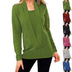 Women's Solid Color Pullover Cropped Knitted Jumpers, Long Sleeved Light Weight Sweaters for Women (Green,3XL) von Cemssitu
