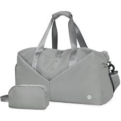 Ceneda Sporttaschen Klassische mit Schuhfach und Nassfach Tragbare Übernachtungs Wochenendtasche Reisetasche Yoga Tasche für Damen und Herren Gym Bag (Hellgrau) von Ceneda