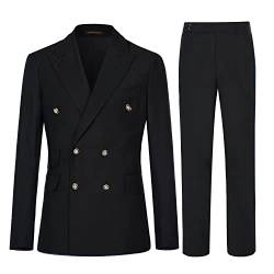 Cenne Des Graoom Herren Slim Fit 2 Teilig Anzug Zweireihig Business Hochzeit Prom Anzüge Blazer Smoking & Hose, schwarz, 46 von Cenne Des Graoom