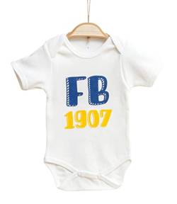 Cennet Fenerbahçe FB 1907 Baby Body Bebek Fener Fan Strampler Istanbul Geschenk Set Cocuk Größe 62, Weiß von Cennet
