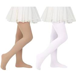 Century Star 2 Paar Mädchen Strumpfhose für Baby - Ballettstrumpfhose Mädchen Hautfarbe Weiß 9-14 Jahre von Century Star