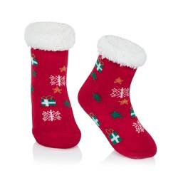 Century Star Weihnachtssocken Kinder Kuschelsocken Kinder Stoppersocken Thermosocken Haussocken für Jungen und Mädchen Rotes Geschenk 1-3 Jahre von Century Star