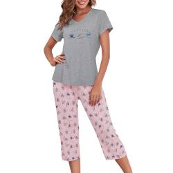 Pyjama Set Damen Pyjama Set Weihnachts Pyjama Damen Lang Pyjama Damen Set Schlafanzug Damen Lang Schlafanzug Damen Kurz Damen Schlafanzug Lang Hausanzug Damen Kuschelig Schlafanzüge für Damen Tasse XL von Century Star