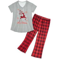 Pyjama Set Damen Pyjama Set Weihnachts Pyjama Damen Lang Pyjama Damen Set Schlafanzug Damen Lang Schlafanzug Damen Kurz Damen Schlafanzug Lang Hausanzug Damen Schlafanzüge für Damen Weihnachten 2XL von Century Star