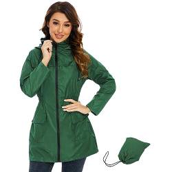 Regenjacke Damen Sommerjacke Damen Regenjacke Damen Wasserdicht Atmungsaktiv Regenmantel Damen Softshelljacke Damen Wasserdicht Atmungsaktiv Leichte Sommerjacke Damen Windbreaker Damen Grasgrün 2XL von Century Star