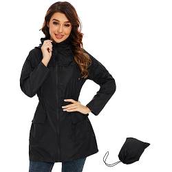 Regenjacke Damen Sommerjacke Damen Regenjacke Damen Wasserdicht Atmungsaktiv Regenmantel Damen Softshelljacke Damen Wasserdicht Atmungsaktiv Leichte Sommerjacke Damen Windbreaker Damen Schwarz M von Century Star