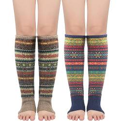 Stulpen Damen Leg Warmers Y2k Stulpen Schwarz Stulpen für Damen Oktoberfest Beinwärmer Beinstulpen Halloween Kostüm Lange Winter Beinwärmer Gestrickt Verdicken Beinstulpen Böhmen Marineblau Khaki 2 von Century Star