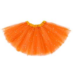 Tüllrock Mädchen Tüllrock Kinder Tutu Mädchen Tütü Kinder Röcke für Mädchen Tennisrock Mädchen Rock Mädchen Cheerleader Kostüm Kinder Tütü Damen Tutu Damen Geschenk Mädchen 5 Jahre orange 2-8 Jahre von Century Star