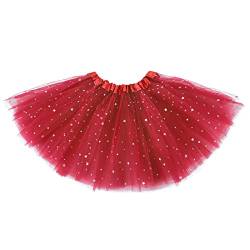 Tüllrock Mädchen Tüllrock Kinder Tutu Mädchen Tütü Kinder Röcke für Mädchen Tennisrock Mädchen Rock Mädchen Cheerleader Kostüm Kinder Tütü Damen Tutu Damen Geschenk Mädchen 5 Jahre rot 2-8 Jahre von Century Star