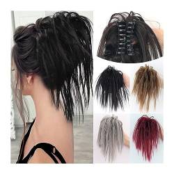 Haarknoten Unordentlicher Dutt-Haarteil, synthetischer Krallenclip, Haarknoten, gewellt, lockig, Chignon-Haarverlängerungen, Krallenclip, Pferdeschwanz-Haarteile, Haargummi mit Clip for Frauen Haarkno von Cenz-888