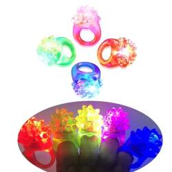 Cerioll Leucht Ringe, Leuchtende Ringe, 4 Stücke Blinkende LED Party Ringe, LED Fingerlicht, Bunte LED Leucht Ringe, Fingerlichter Spielzeug für Kinder Erwachsene Leuchten Party von Cerioll