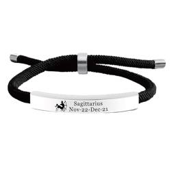 12 Sternzeichen-Armbänder – Punk-Mode-Paare, Schwarzes Geflochtenes Seil, 12 Sternzeichen-Armreif, Herren-Armband, Schmuck, Geschenk, Verstellbare Armbänder, Schütze, Verstel von Cernomal