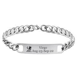 Armband Mit 12 Sternzeichen – Sternbild Weiß, Verstellbare Kubanische Kette, Für Damen Und Herren, Modisch, Punk-Schmuck, Armbänder, Accessoires, Geschenk, Jungfrau, Verstell von Cernomal