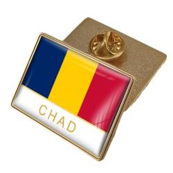 Brosche Mit Tschad-Flagge – Nationale Weltflagge, Geometrischer Charme, Anstecknadel, Emblem, Für Damen, Herren, Rucksäcke, Hüte, Taschen, Kleidung, Patriotische Anstecknadel von Cernomal
