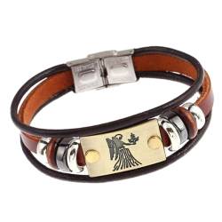 Cernomal 12 Sternbild-Armbänder – Punk-Mode-Paare, Schnalle, Leder, 12 Sternzeichen-Armreif, Herren-Armband, Schmuck, Geschenkarmbänder, Jungfrau, Verstellbar von Cernomal