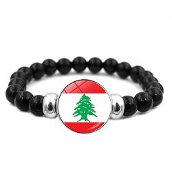 Cernomal Armband Mit Libanon-Flagge – Modischer, Verstellbarer Schwarzer Anhänger, Perlenarmreif, Hip-Hop-Schmuck, Armband, Zubehör, Geburtstagsgeschenk Für Männer Und Frauen, Schwar von Cernomal