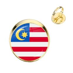 Cernomal Malaysia-Nationalflaggen-Ring Für Damen Und Herren – Glas-Geometrie-Charm, Verstellbare Ringe, Ewiges Verlobungsversprechen, Gelber Fingerring, Jahrestag, Eheringe, Schmuck, Ge von Cernomal